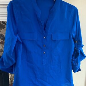 Ivanka Trump Royal Blue Blouse with Button Accents
